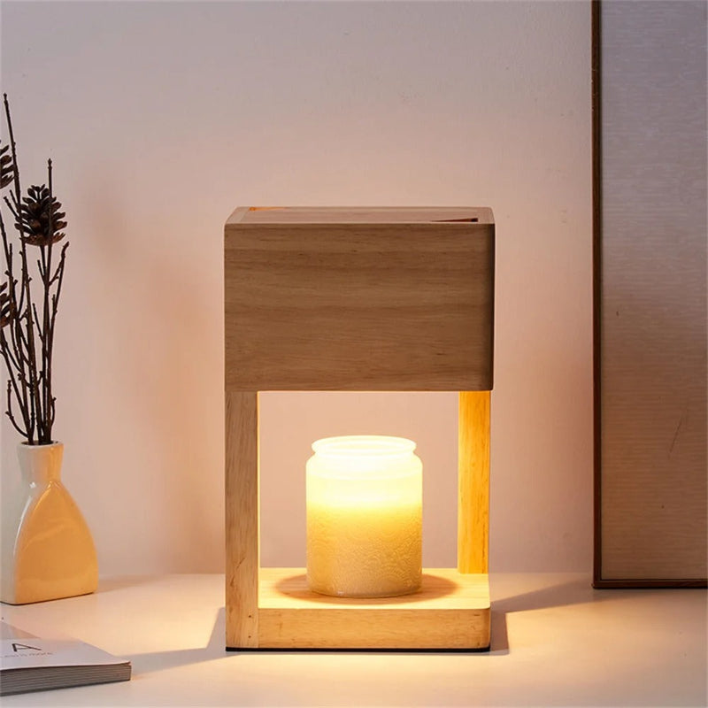 Scandinavian Wooden Candle Warmer Lamp