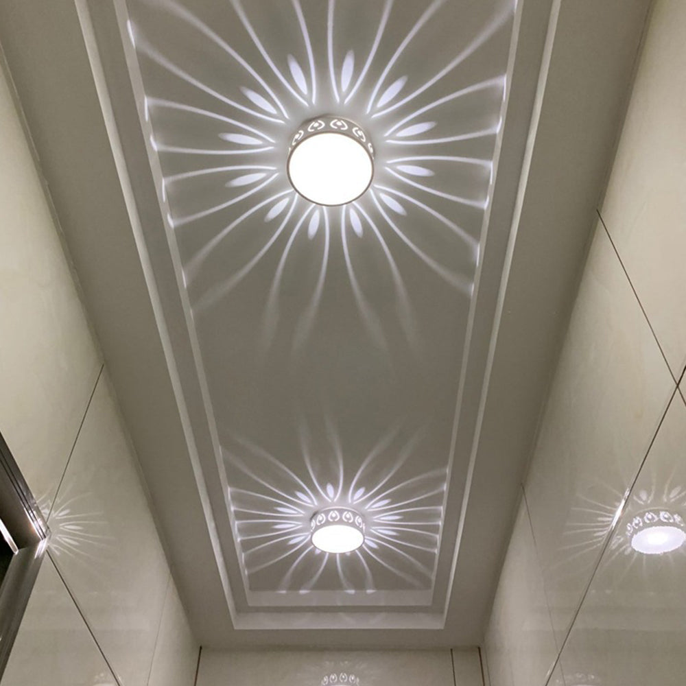 Pattern Glow LED Ceiling Light – Star-Burst Effect Flush Mount – Hallway Corridor 15cm