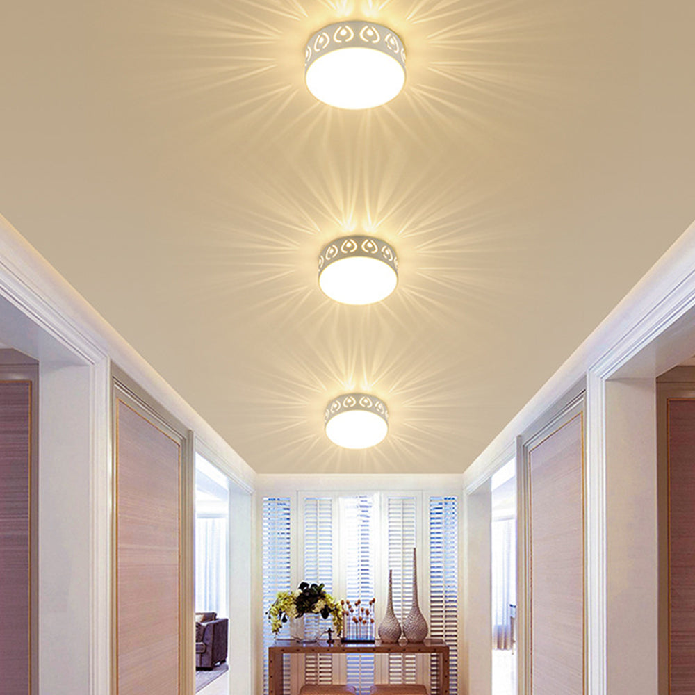 Pattern Glow LED Ceiling Light – Star-Burst Effect Flush Mount – Hallway Corridor 15cm