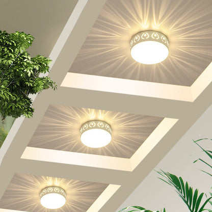 Pattern Glow LED Ceiling Light – Star-Burst Effect Flush Mount – Hallway Corridor 15cm