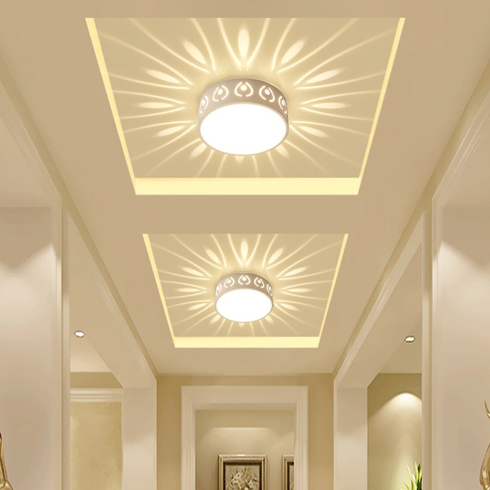 Pattern Glow LED Ceiling Light – Star-Burst Effect Flush Mount – Hallway Corridor 15cm