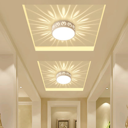 Pattern Glow LED Ceiling Light – Star-Burst Effect Flush Mount – Hallway Corridor 15cm