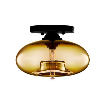 Industrial Glass Ceiling Light - Oval Shade Ceiling Mount