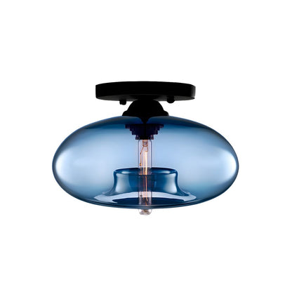 Industrial Glass Ceiling Light - Oval Shade Ceiling Mount