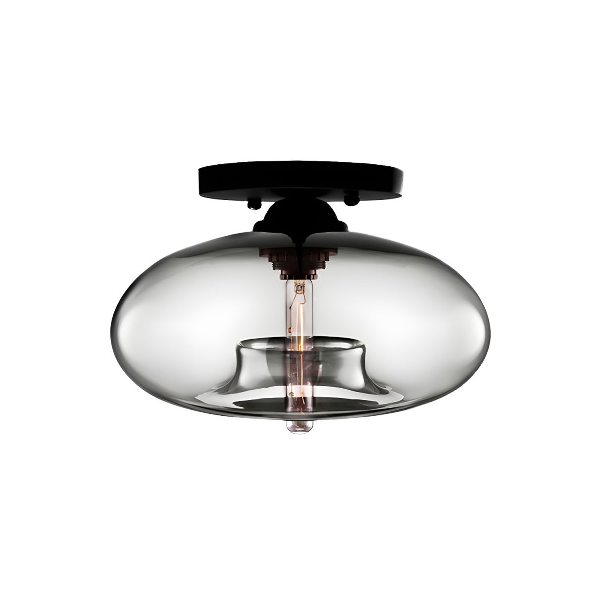 Industrial Glass Ceiling Light - Oval Shade Ceiling Mount