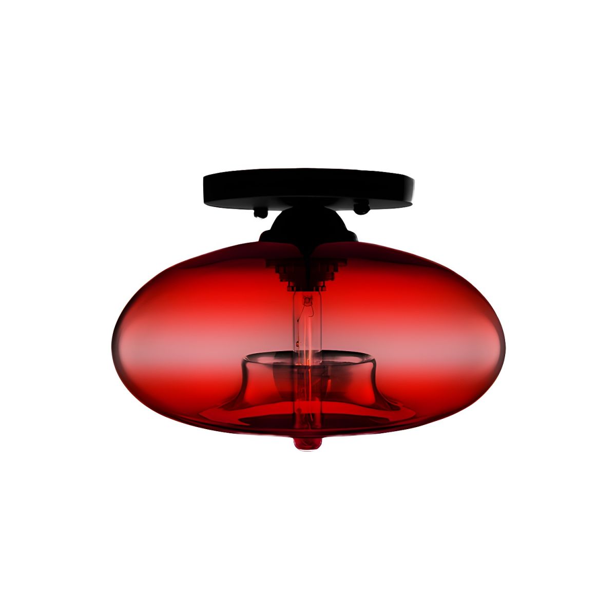 Industrial Glass Ceiling Light - Oval Shade Ceiling Mount