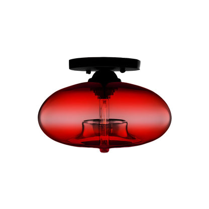 Industrial Glass Ceiling Light - Oval Shade Ceiling Mount