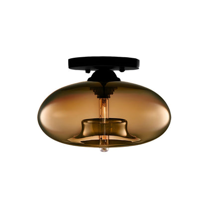 Industrial Glass Ceiling Light - Oval Shade Ceiling Mount
