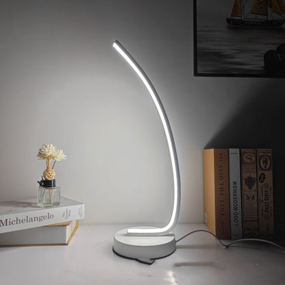 Modern Curved LED Table Lamp – Adjustable Reading Light – Touch & Remote Control