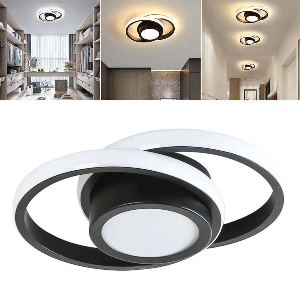 Modern Minimalist Double Ring Halo Contemporary Ceiling Light Fixture