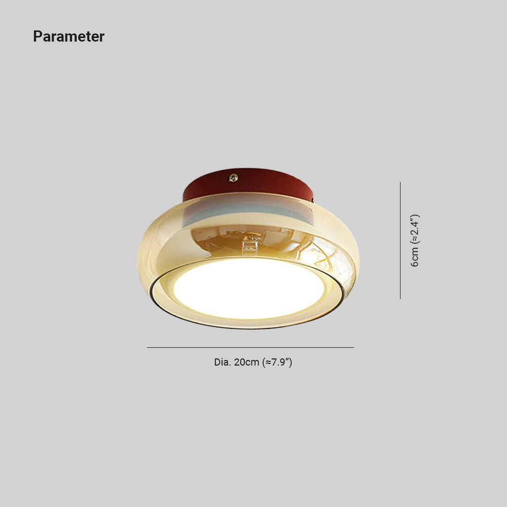 Compact LED ceiling light in glass and metal
