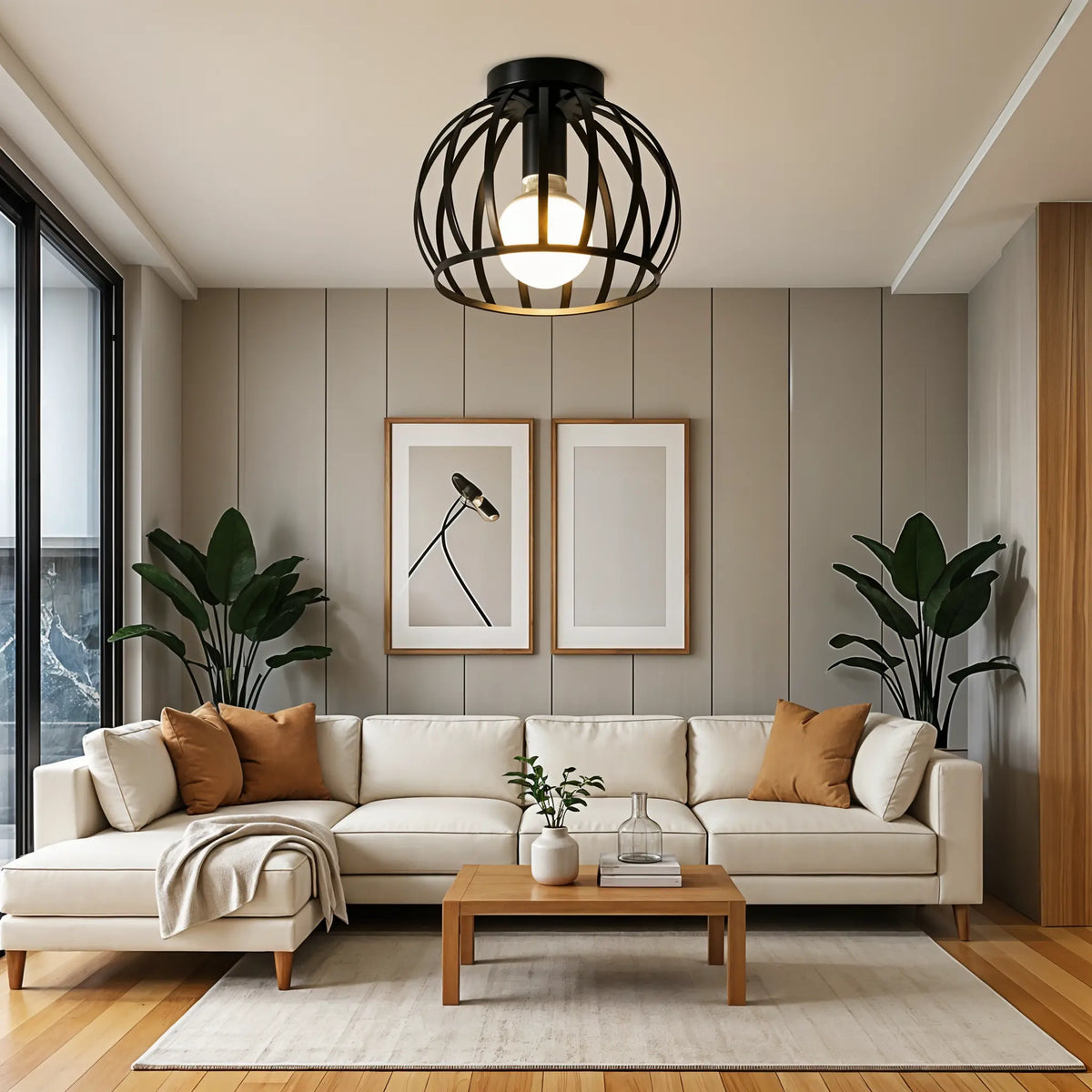 Industrial Metal Ceiling Light, Black