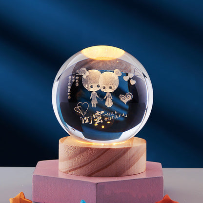 Crystal Bedside Table Lamp for Bedroom & Living Room - LED - 3D Crystal Glass