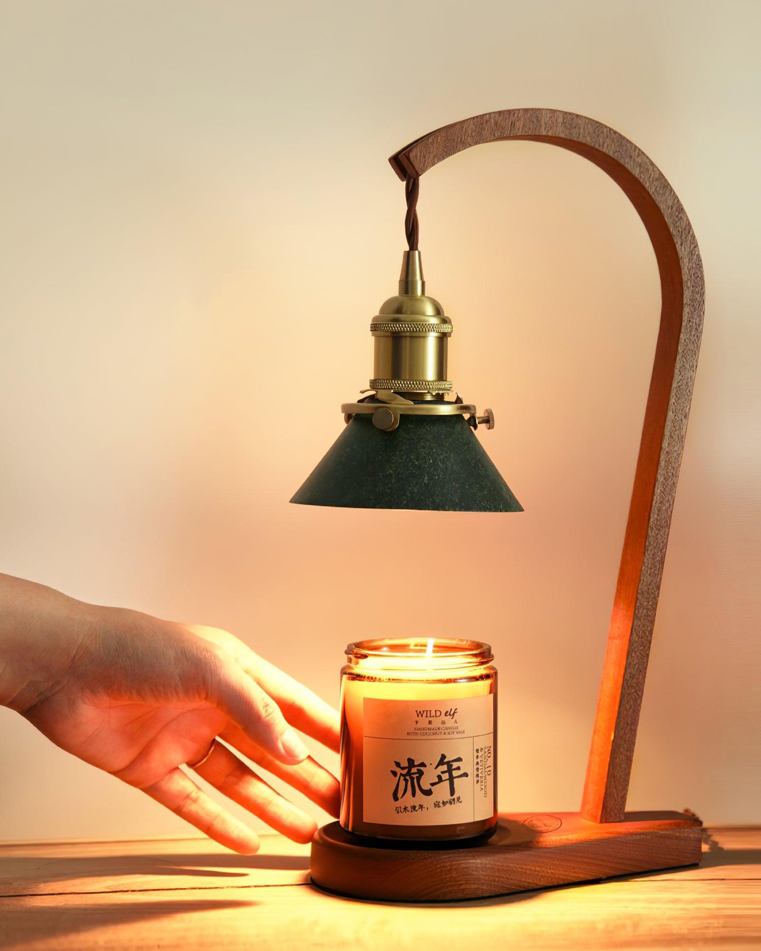 Rovix Tabletop Candle Warmer Lamp – Wooden Base & Matte Shade