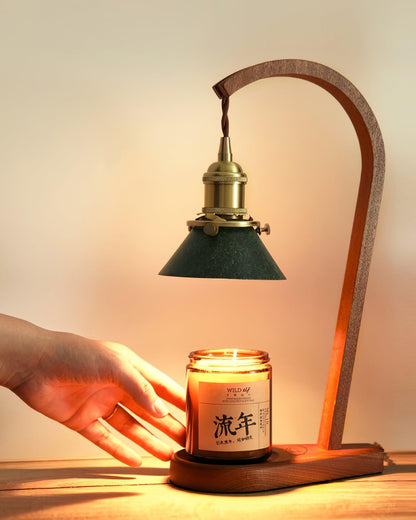 Rovix Tabletop Candle Warmer Lamp – Wooden Base & Matte Shade