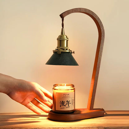 Rovix Tabletop Candle Warmer Lamp – Wooden Base & Matte Shade