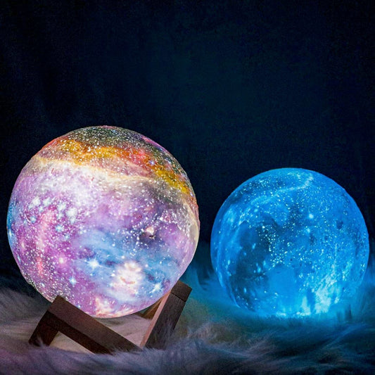 Lamp Night Light for Bedroom - Rechargeable LED, Remote, 16-Color - 3D Galaxy