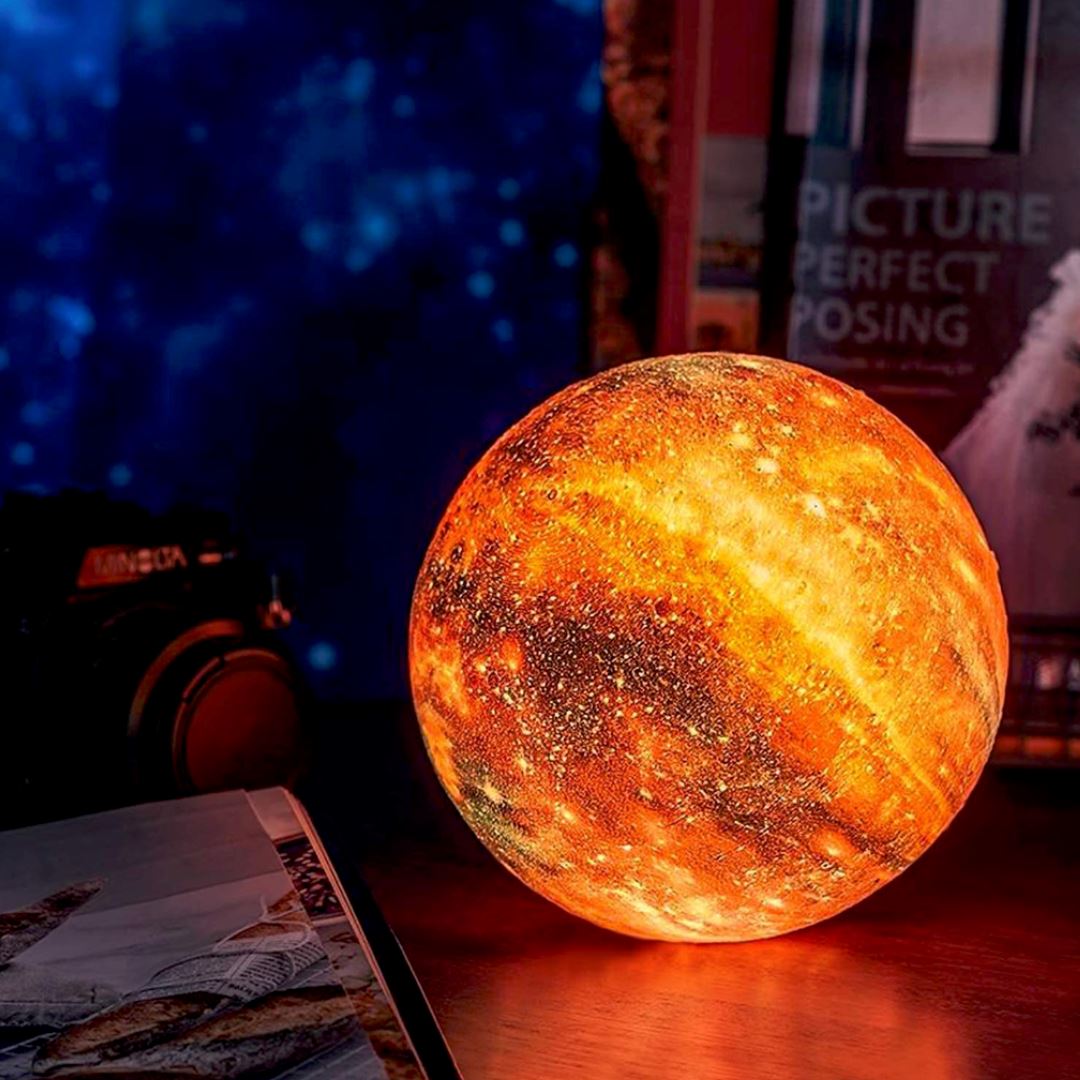 Lamp Night Light for Bedroom - Rechargeable LED, Remote, 16-Color - 3D Galaxy
