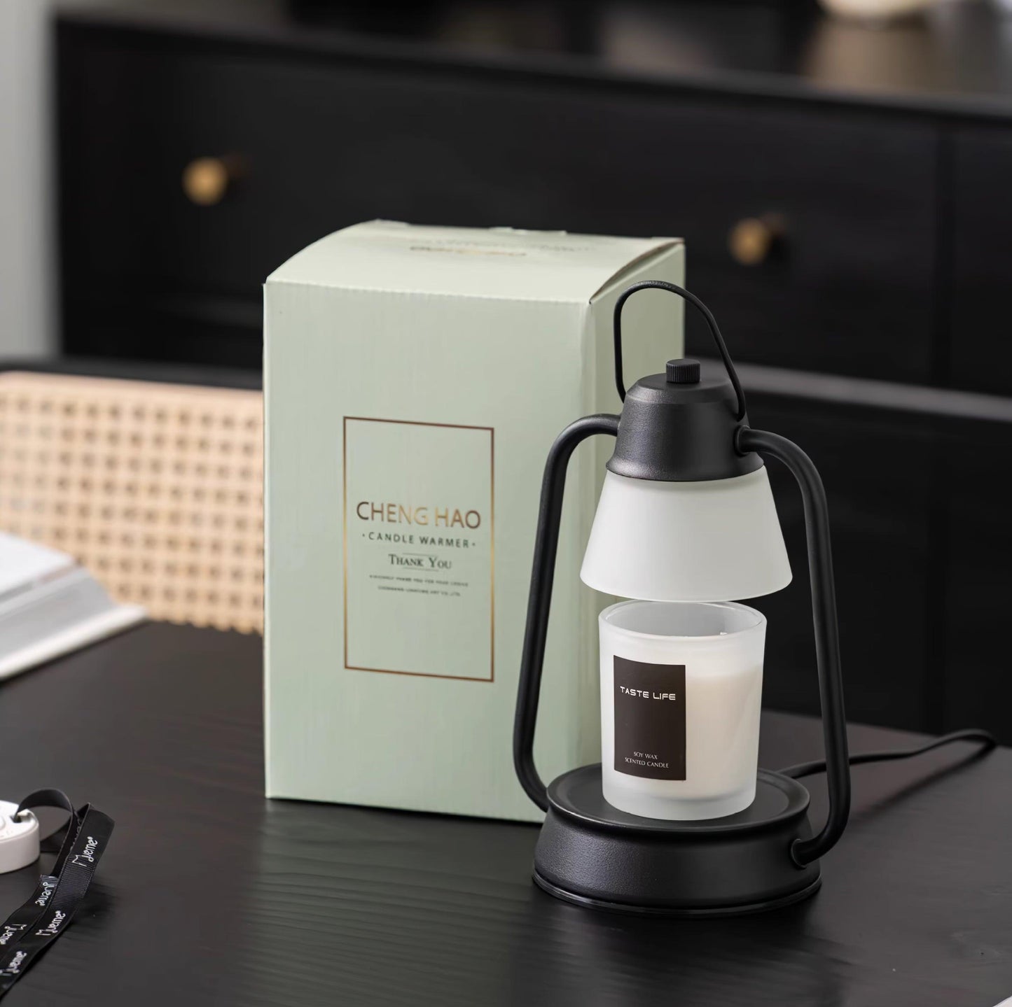 Drivon Candle Warmer Lamp – Industrial Metal Shade – Dimmable Wax Warmer