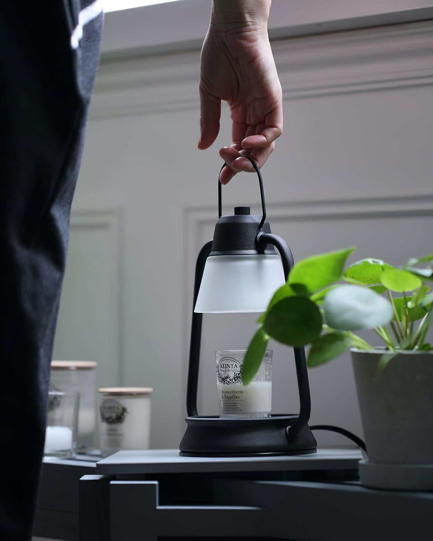 Drivon Candle Warmer Lamp – Industrial Metal Shade – Dimmable Wax Warmer