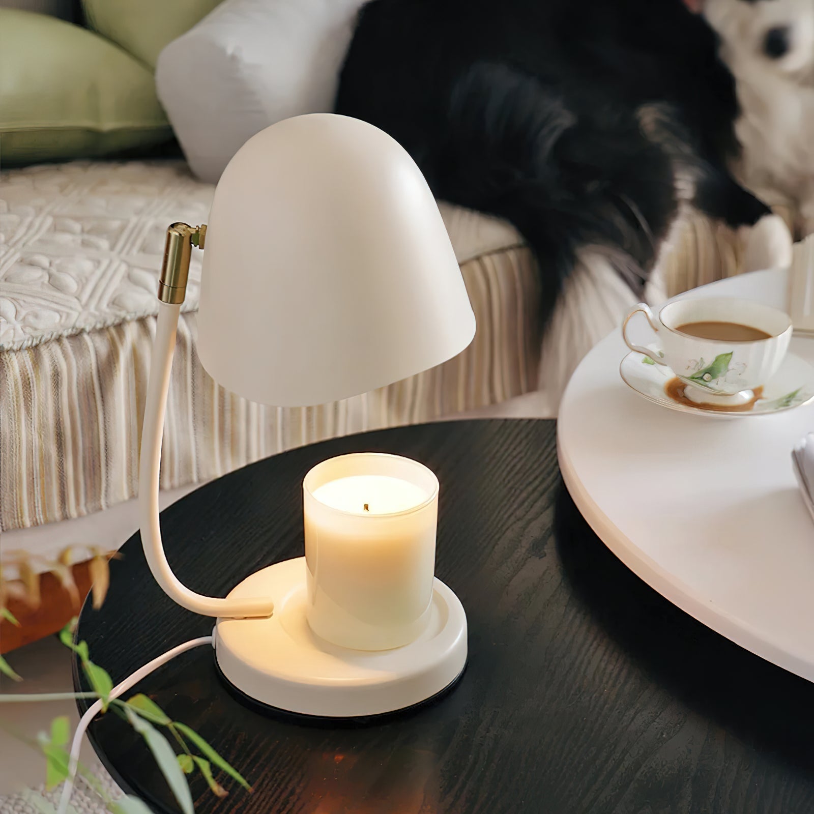 Egrova Candle Warmer Lamp – Eggshell-Style Ivory Shade Wax Melting Lamp