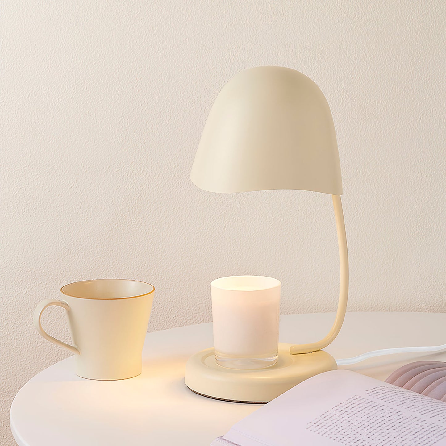 Egrova Candle Warmer Lamp – Eggshell-Style Ivory Shade Wax Melting Lamp
