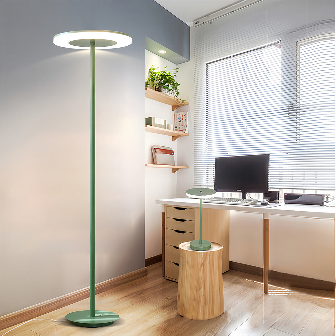 Modern Iron & Acrylic Ring Floor Lamp – Adjustable LED – Living Room & Office