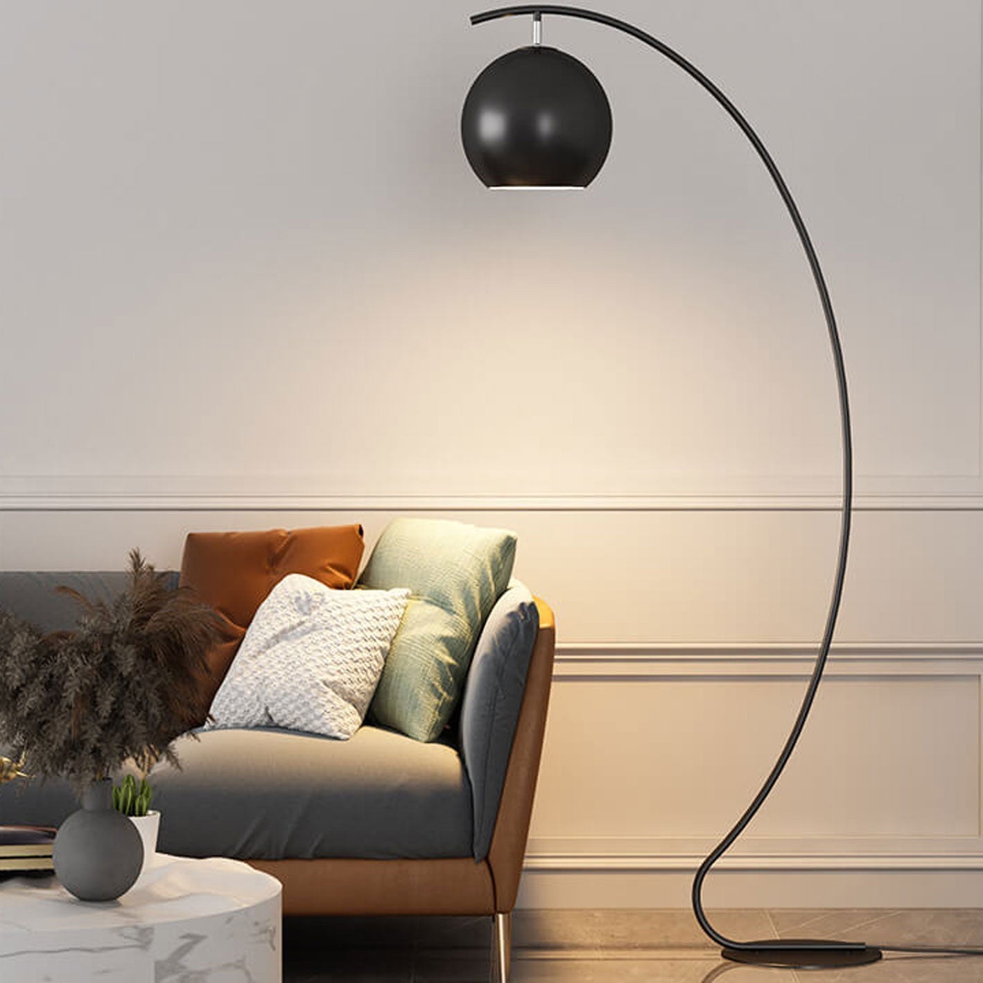 Curved Dome Iron Floor Lamp – Living Room & Office