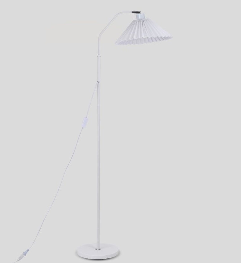 Minimalist Pleated Shade Iron Floor Lamp – Mains Plug-in – Living Room & Bedroom