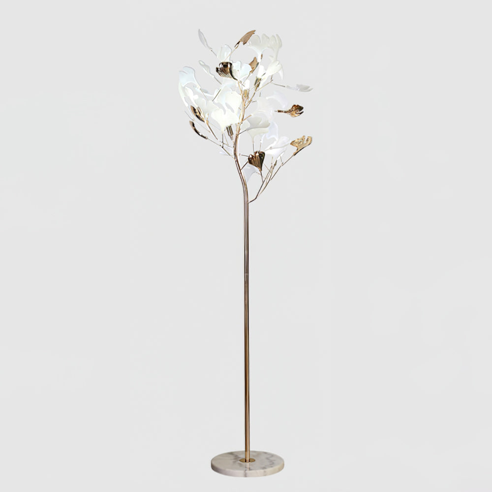 Sculptural Floral Ceramic & Marble Floor Lamp – Foot Switch – Living Room
