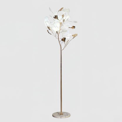 Sculptural Floral Ceramic & Marble Floor Lamp – Foot Switch – Living Room