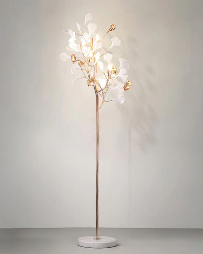 Sculptural Floral Ceramic & Marble Floor Lamp – Foot Switch – Living Room