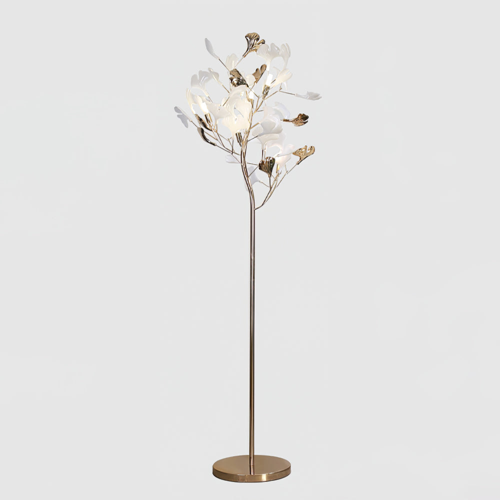 Sculptural Floral Ceramic & Marble Floor Lamp – Foot Switch – Living Room