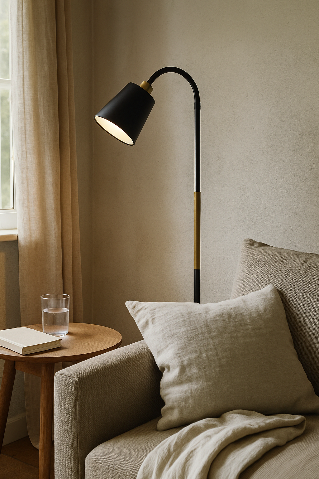 Adjustable Wood Metal Floor Lamp – Task Reading Light – Living Room Bedroom