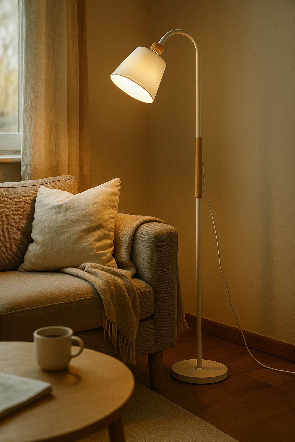 Adjustable Wood Metal Floor Lamp – Task Reading Light – Living Room Bedroom