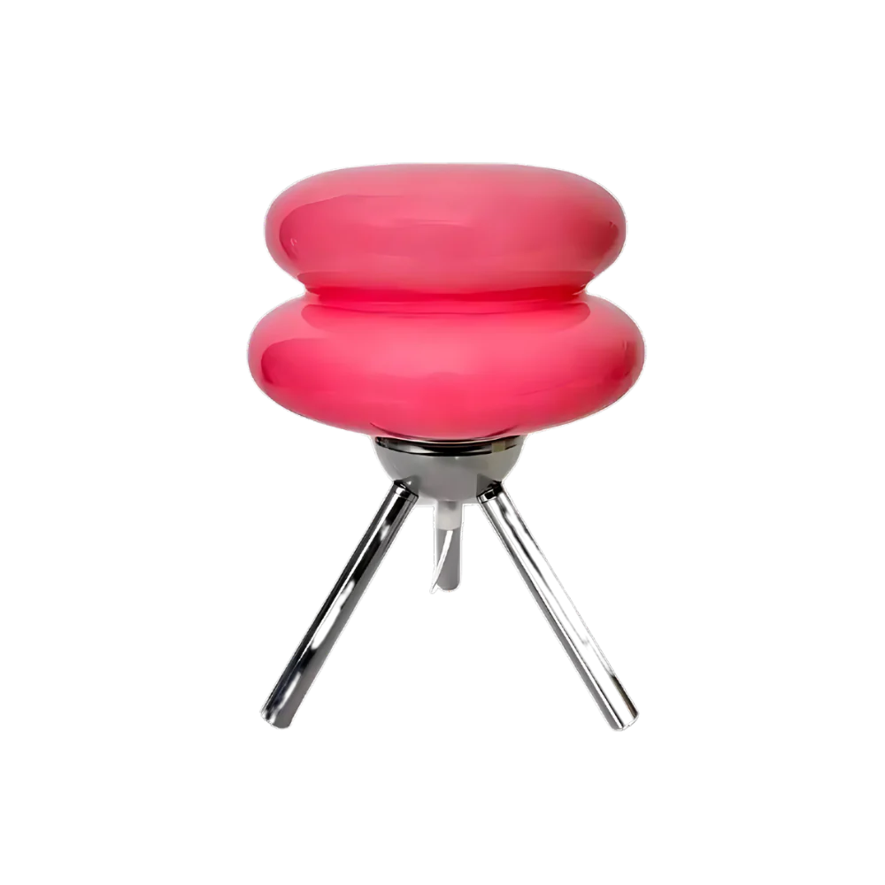 Modern Glass Tripod Table Lamp – Stacked Discs LED Bedside Light – Metal Base