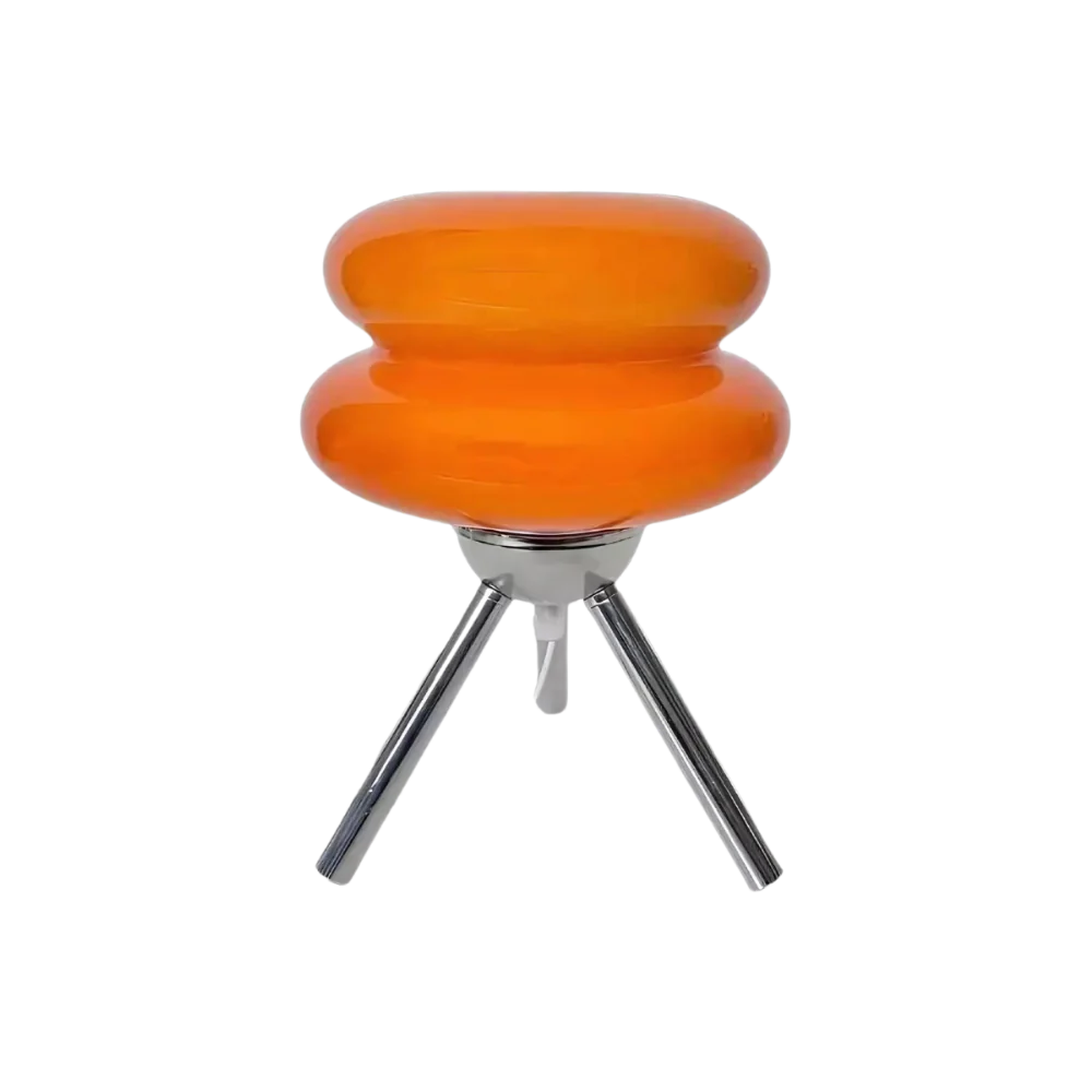 Modern Glass Tripod Table Lamp – Stacked Discs LED Bedside Light – Metal Base