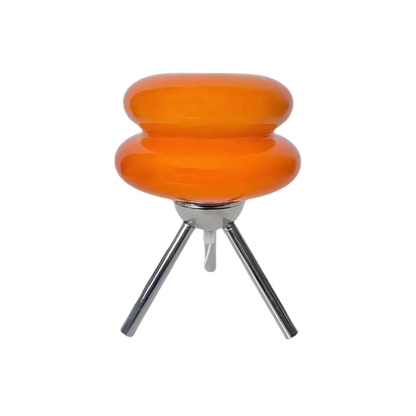 Modern Glass Tripod Table Lamp – Stacked Discs LED Bedside Light – Metal Base