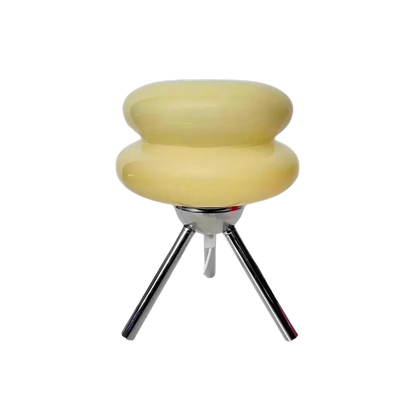 Modern Glass Tripod Table Lamp – Stacked Discs LED Bedside Light – Metal Base