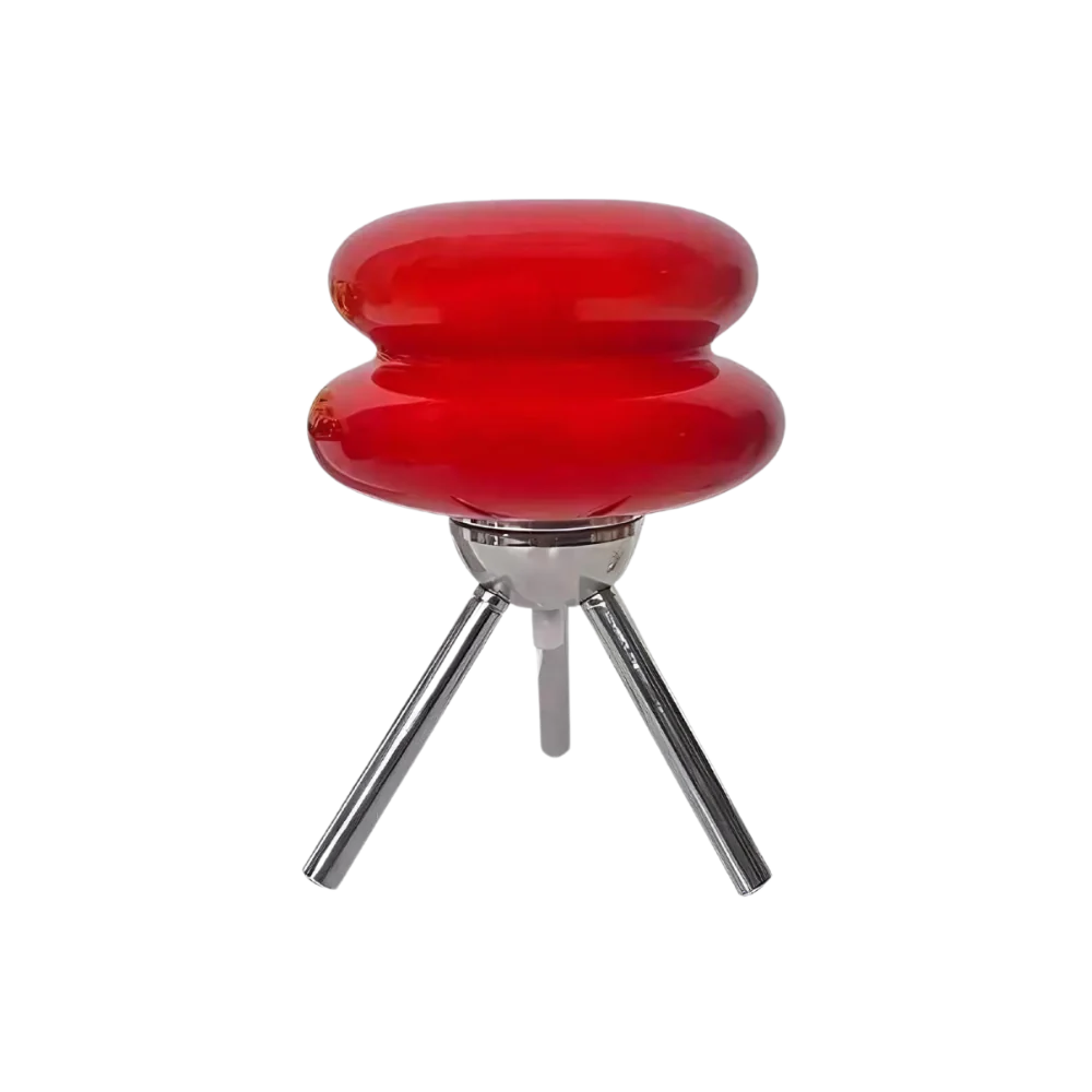 Modern Glass Tripod Table Lamp – Stacked Discs LED Bedside Light – Metal Base