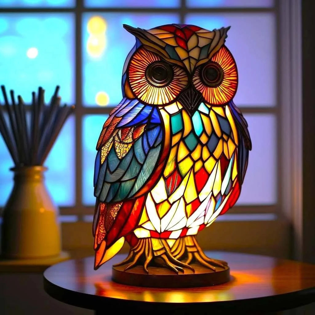 Artistic Stained Glass Bedside Table Lamp for Bedroom or Living Room - Decorative Lighting