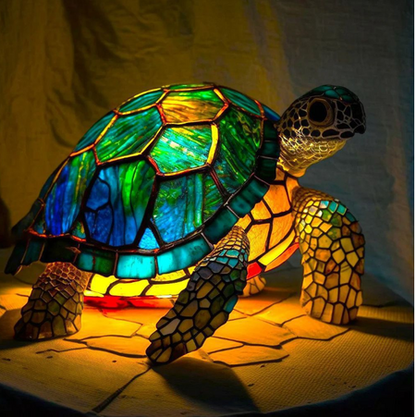 Artistic Stained Glass Bedside Table Lamp for Bedroom or Living Room - Decorative Lighting