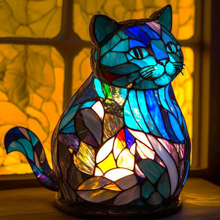 Artistic Stained Glass Bedside Table Lamp for Bedroom or Living Room - Decorative Lighting