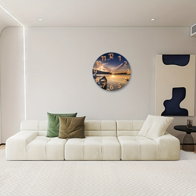 Silent Glass Wall Clock - Nautical Style