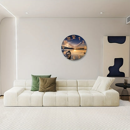 Silent Glass Wall Clock - Nautical Style