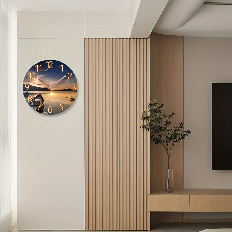 Silent Glass Wall Clock - Nautical Style