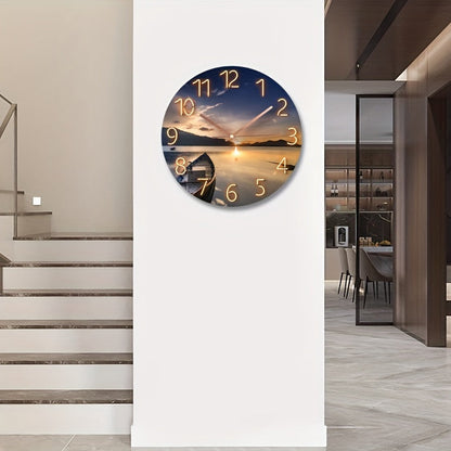 Silent Glass Wall Clock - Nautical Style