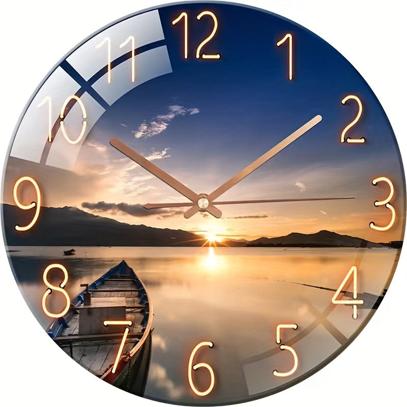 Silent Glass Wall Clock - Nautical Style