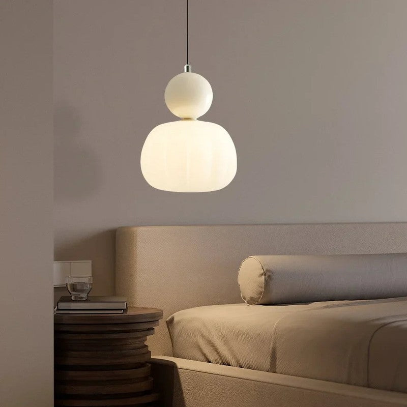 Art Deco Cream Sculptural Elegant Decorative Pendant Light