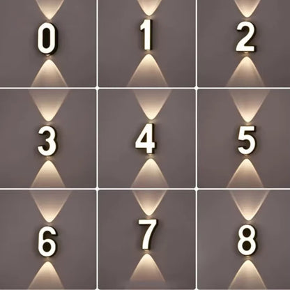 Modern Minimalist LED Light Up Numeric Wall Mounted Numbers